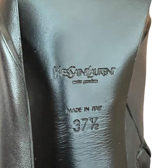 Yves Saint Laurent Womens Tribute 105 Black Leather Platform Heeled Ankle Boots - Picture 14 of 16